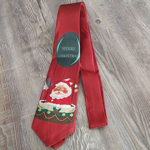 Christmas Necktie Christmas Party Fun Christmas Theme Print Tie Santa NEW - Picture 1 of 4